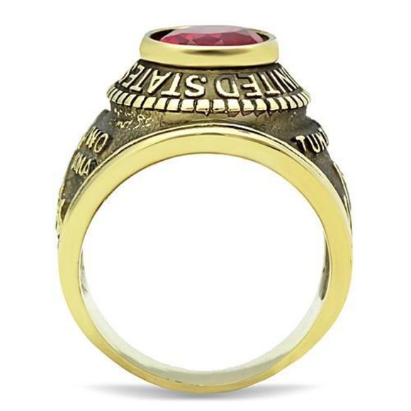 United States US Marines Corp Ring - USMC Military Rings Gold Red Stone - Picture 5 of 8